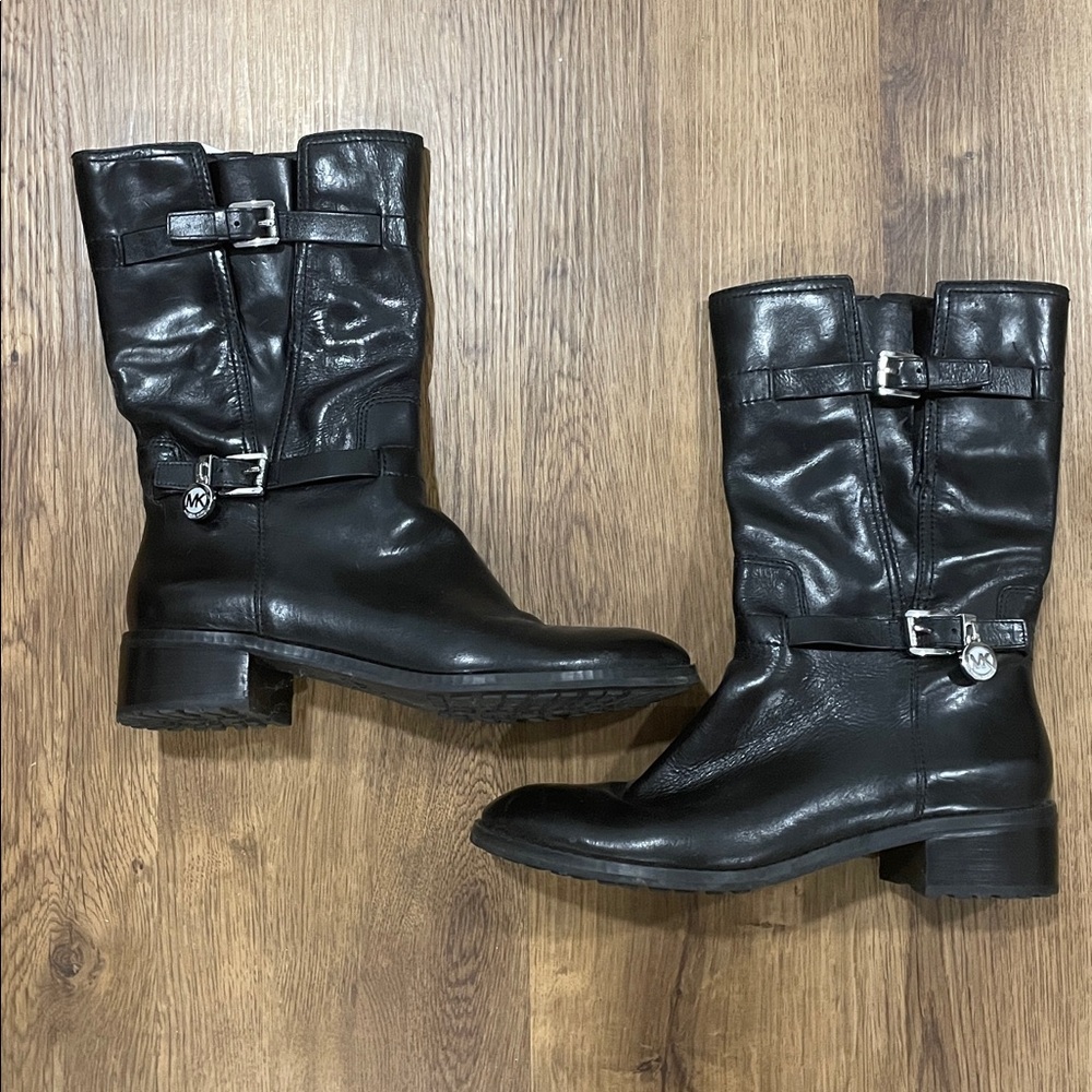 Michael Kors Black Leather Mid-Calf Boots